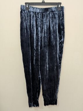 Anthropologie Ett:twa Kinley Crushed Velvet Cropped Pants Blue Women's Size S